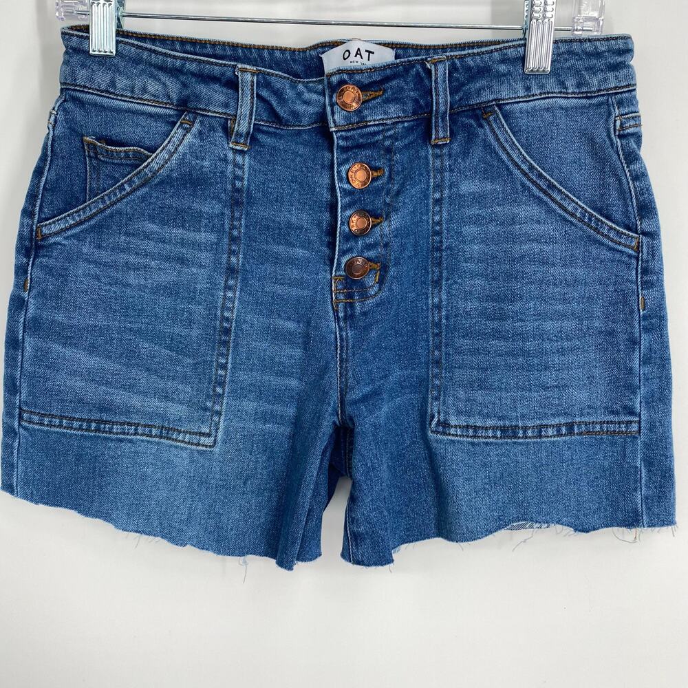 Oat Jean Shorts Women’s 28 Button Fly Cutoff‎ Denim Coastal Vacation